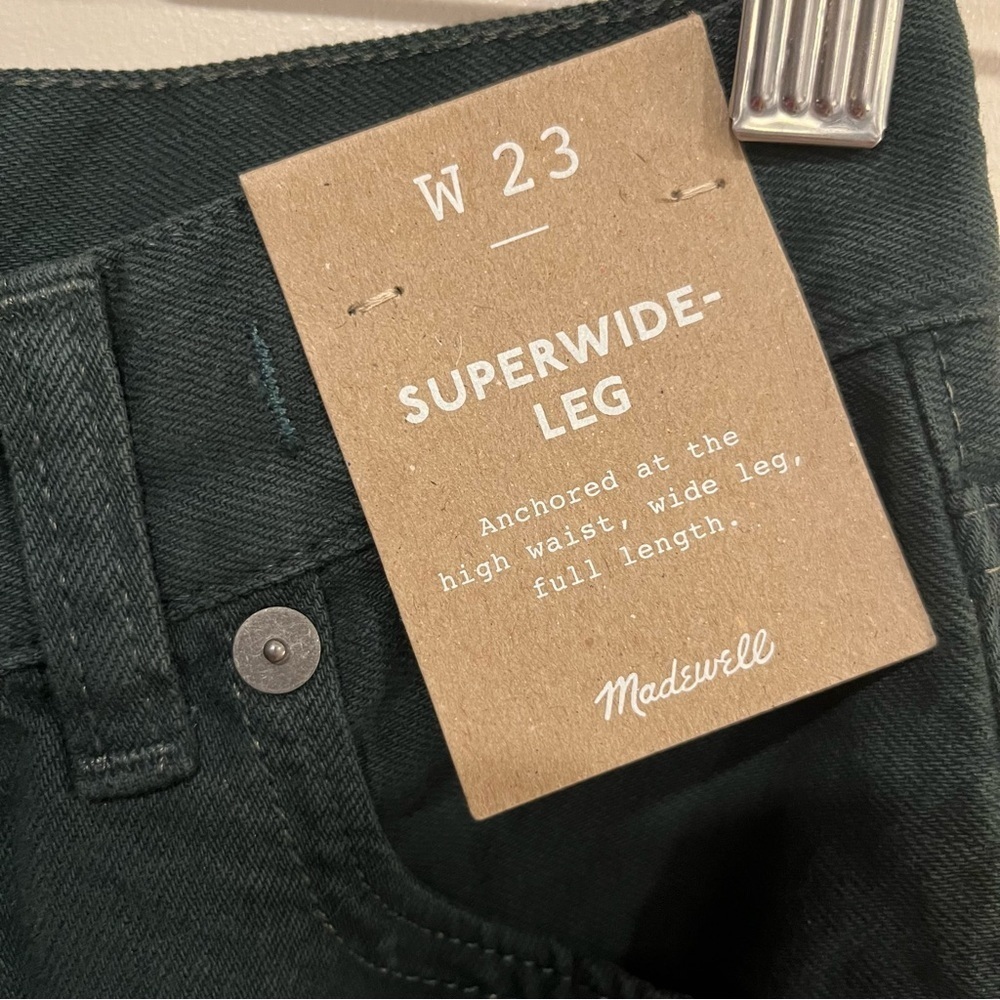 Madewell Superwide Leg Forest Green High Rise Jeans 23 - Picture 6 of 10
